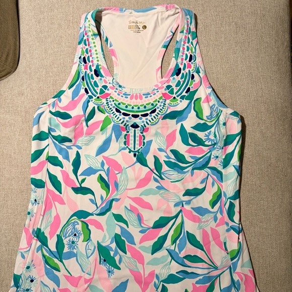 Lilly Pulitzer Luxletic Sleeveless Ruffle Hem Dress Size L RN 88189 - Picture 2 of 3